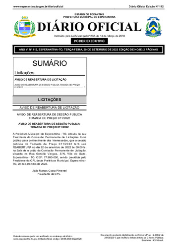 Diário Oficial - Edição 112