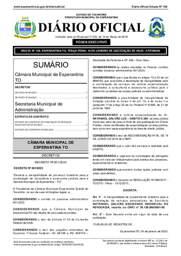Diário Oficial - Edição 126