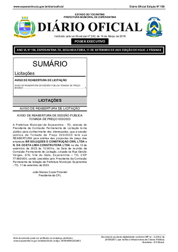 Diário Oficial - Edição 156
