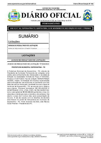 Diário Oficial - Edição 162