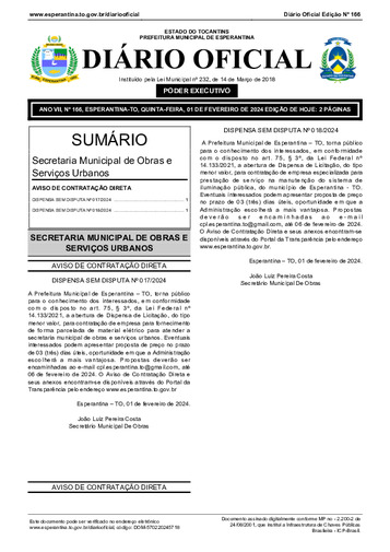 Diário Oficial - Edição 166