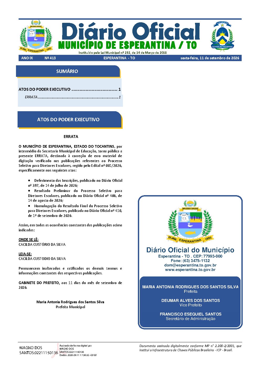 Diário Oficial N° 413