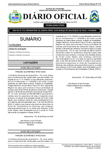 Diário Oficial - Edição 176