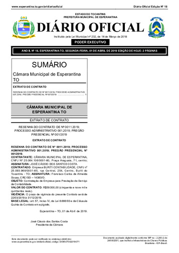 Diário Oficial - Edição 18