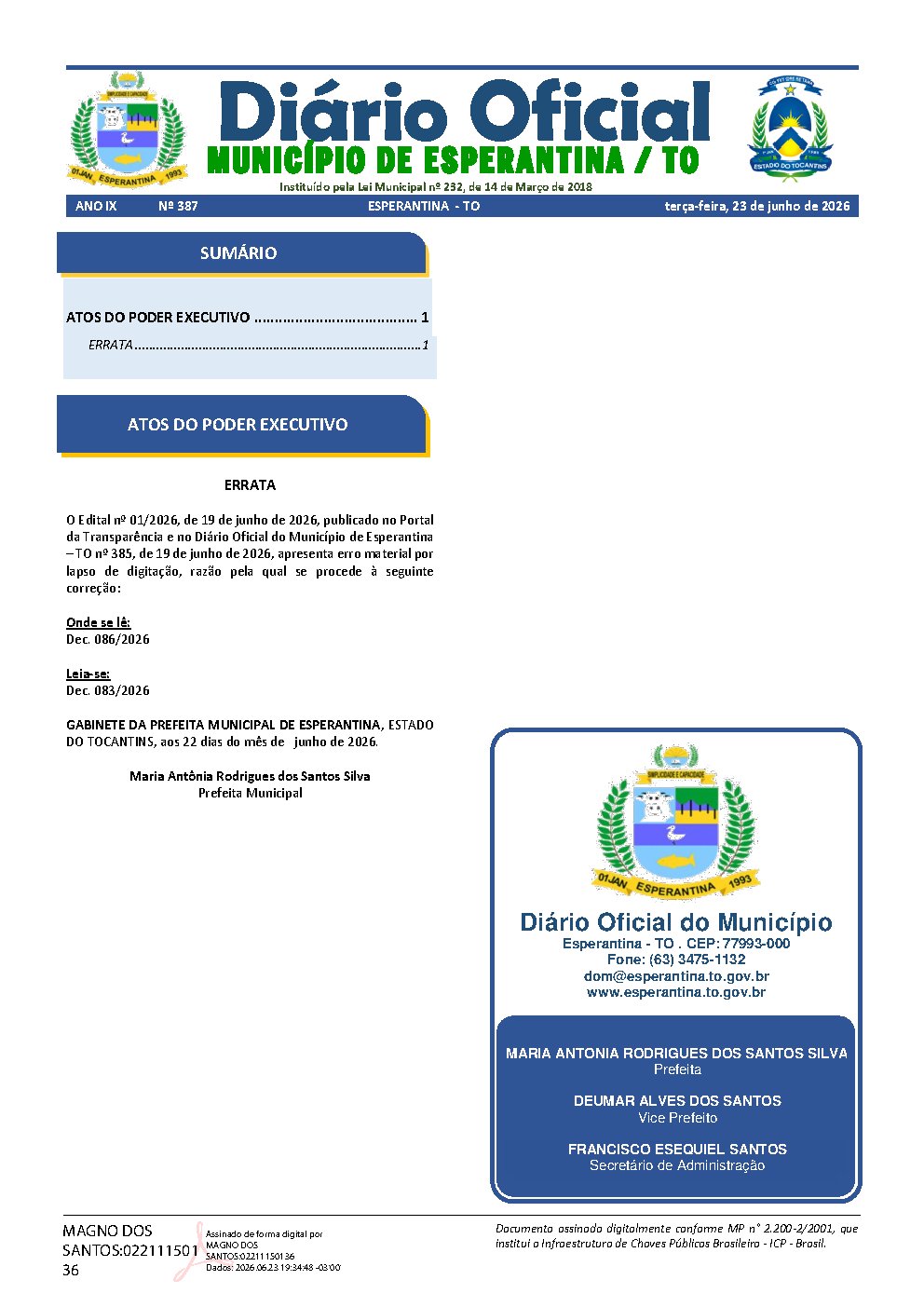 Diário Oficial - Edição 387