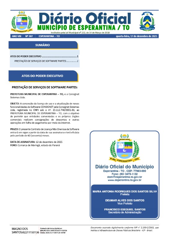 Diário Oficial - Edição 307