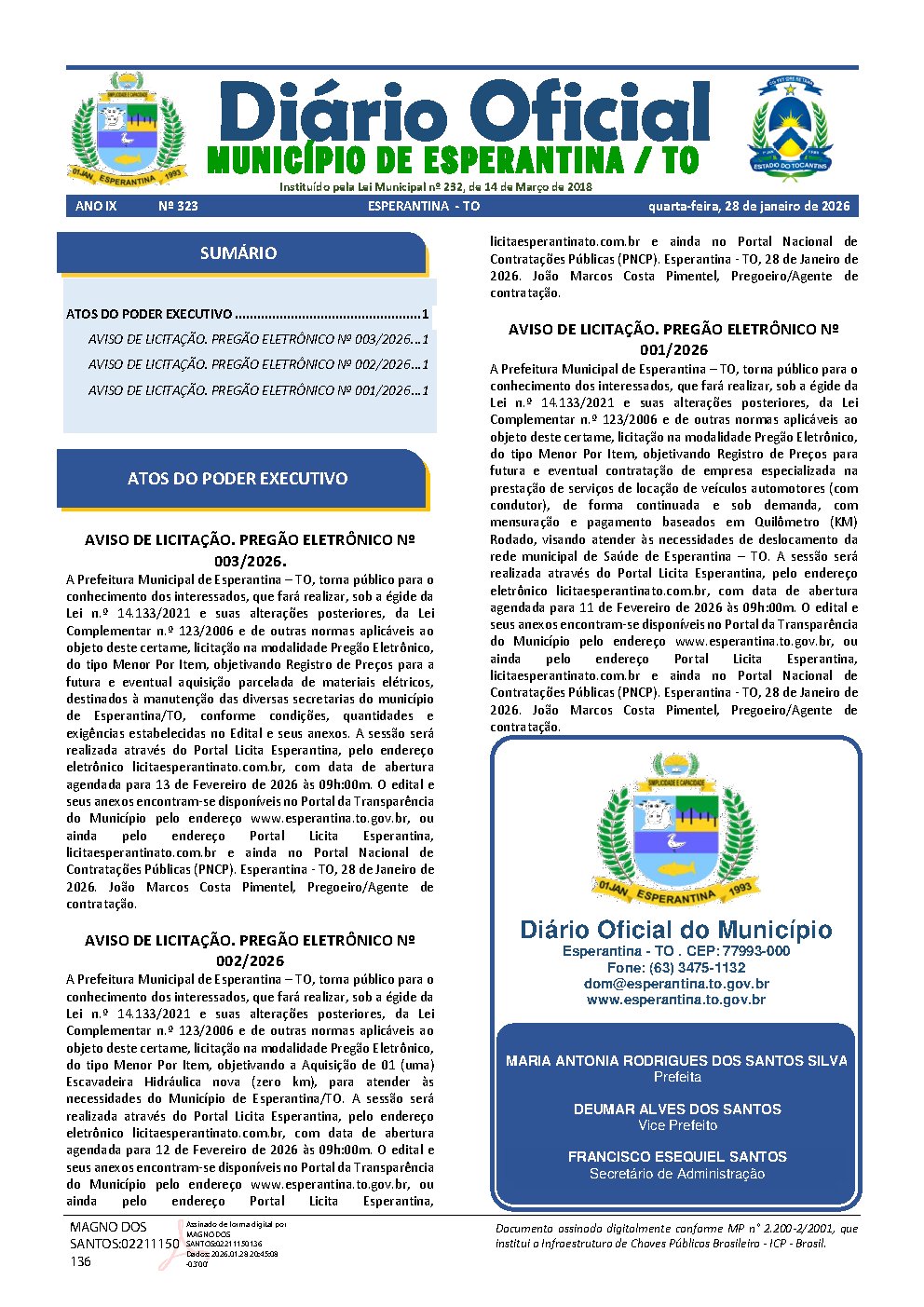 Diário Oficial - Edição 323