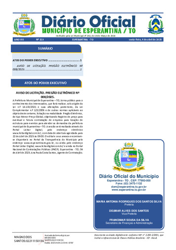 Diário Oficial - Edição 213