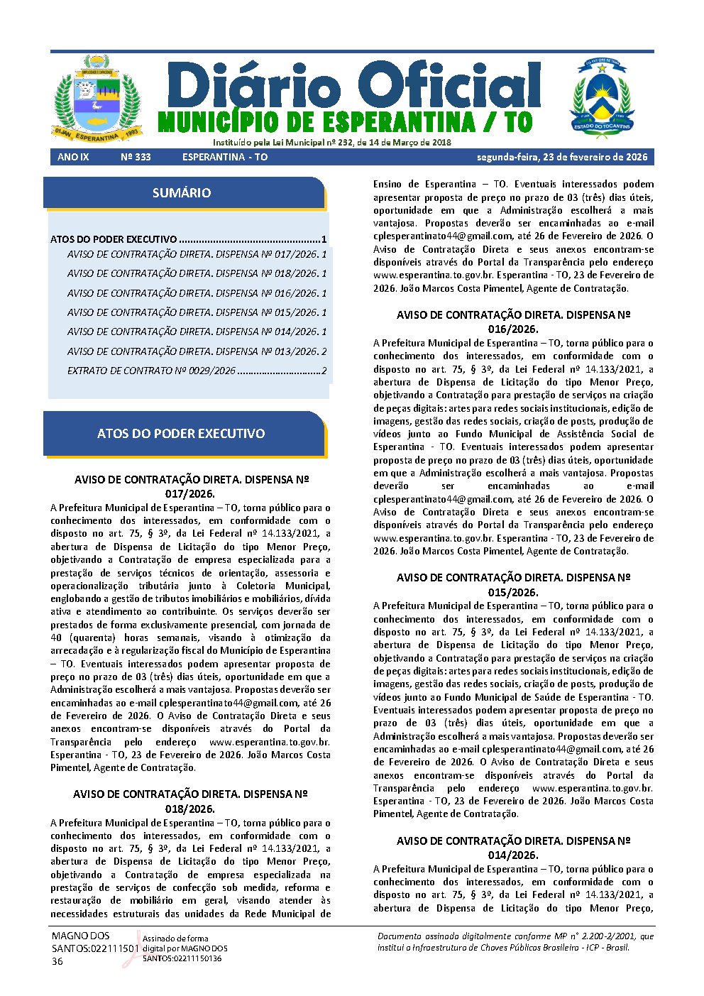 Diário Oficial - Edição 333