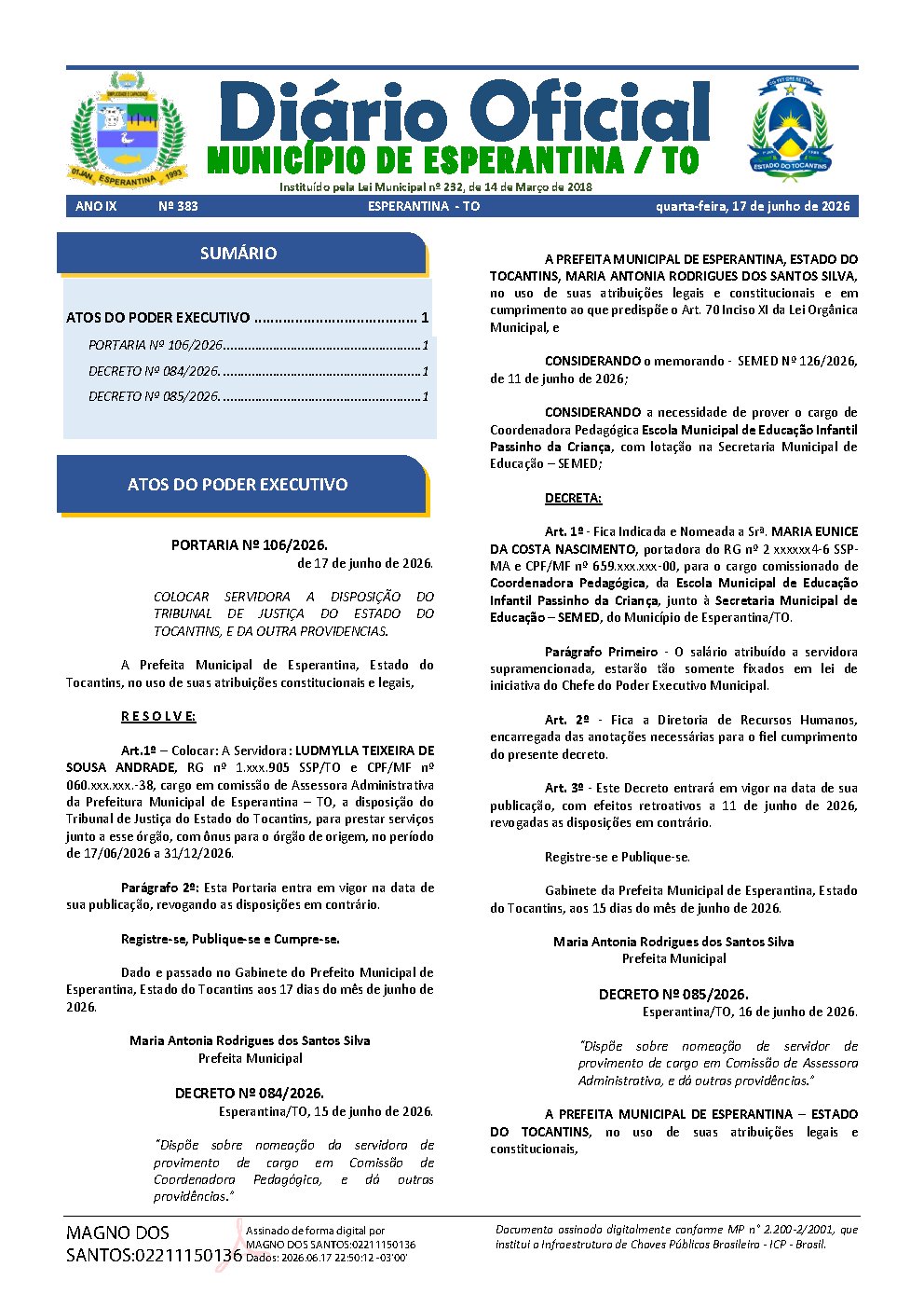 Diário Oficial - Edição 383