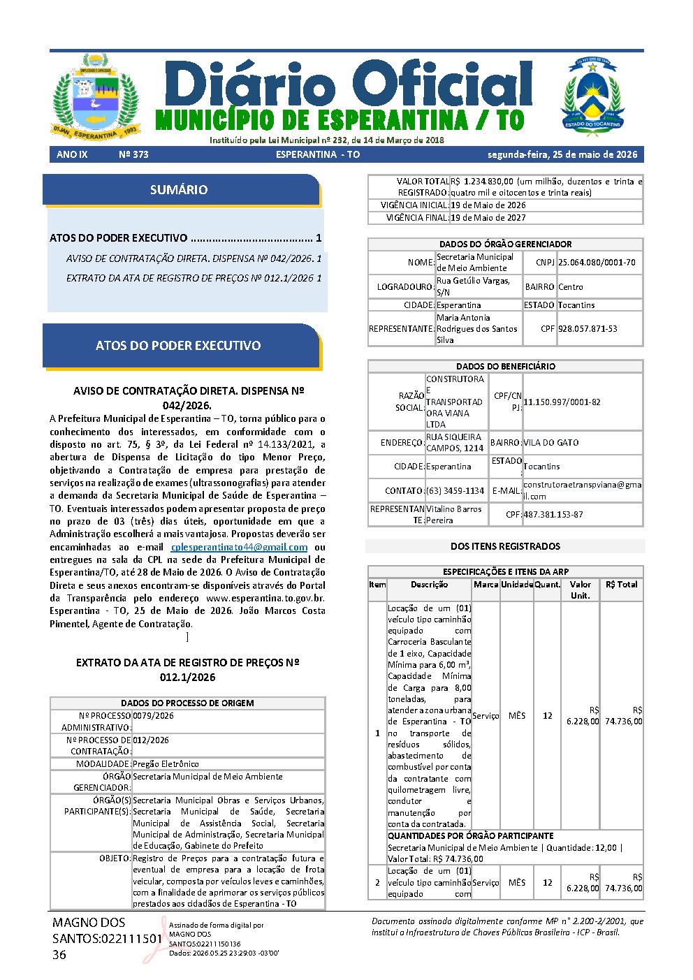 Diário Oficial - Edição 373