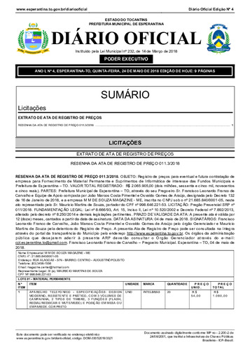 Diário Oficial - Edição 4
