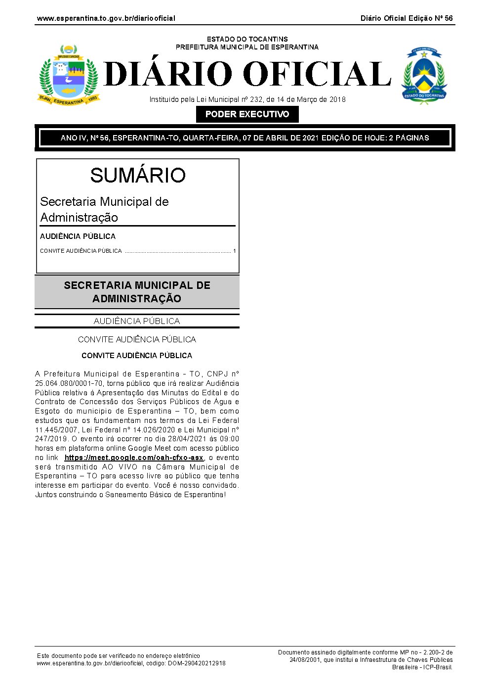 Diário Oficial - Edição 56