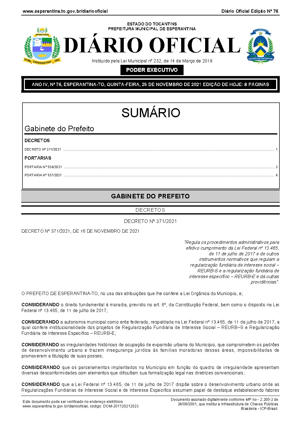 Diário Oficial - Edição 76