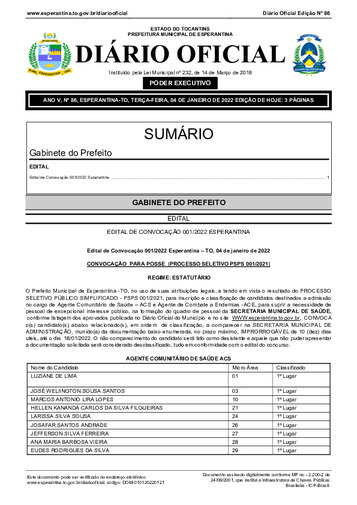 Diário Oficial - Edição 86